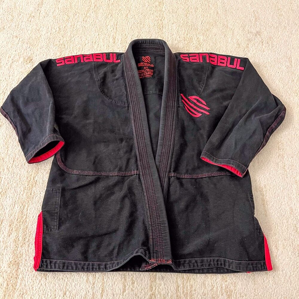Sanabul Jiu Jitsu Gi Adult Size A1 Black Red Brazilian BJJ Kimono Jacket Top